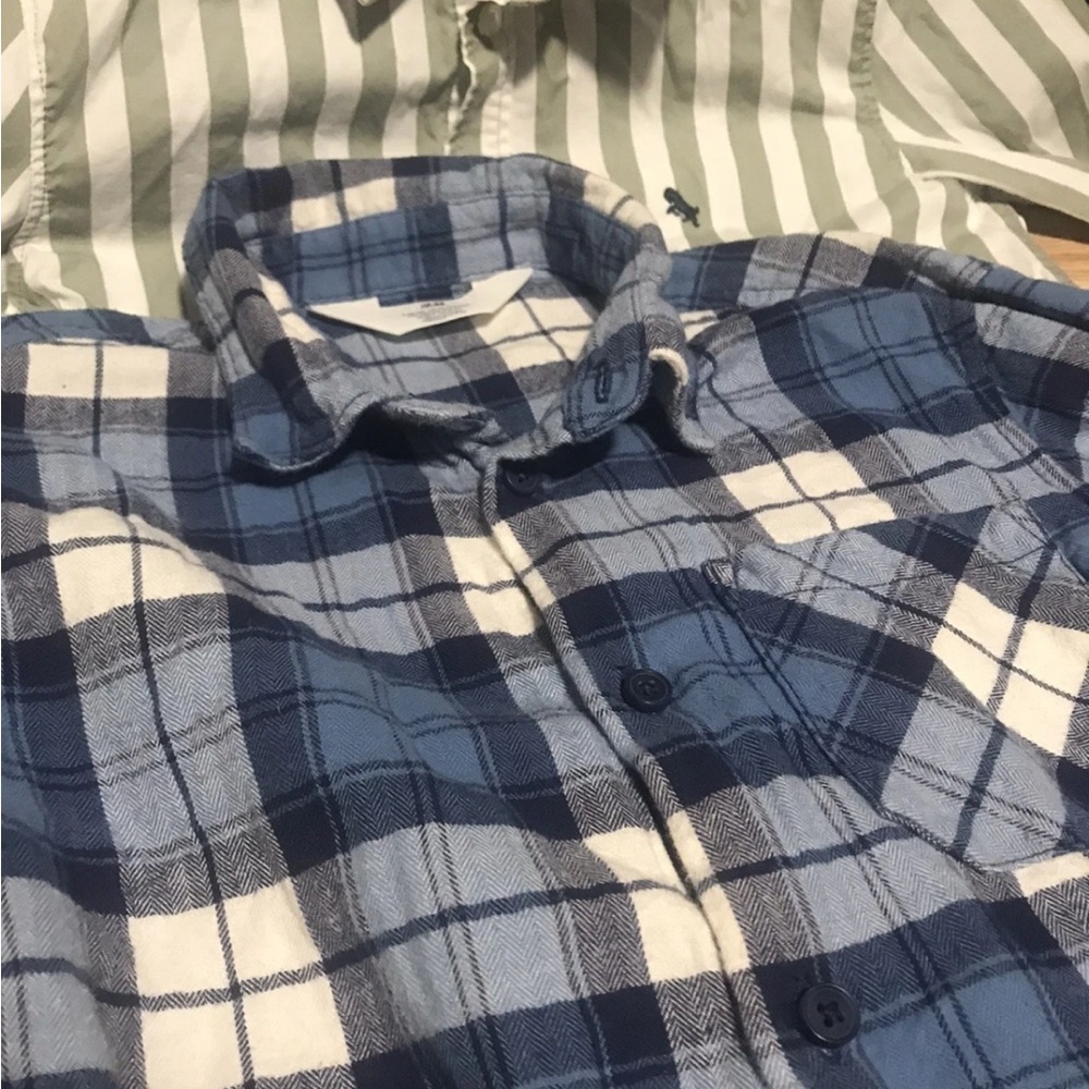Blue and White Plaid Kids Shirt